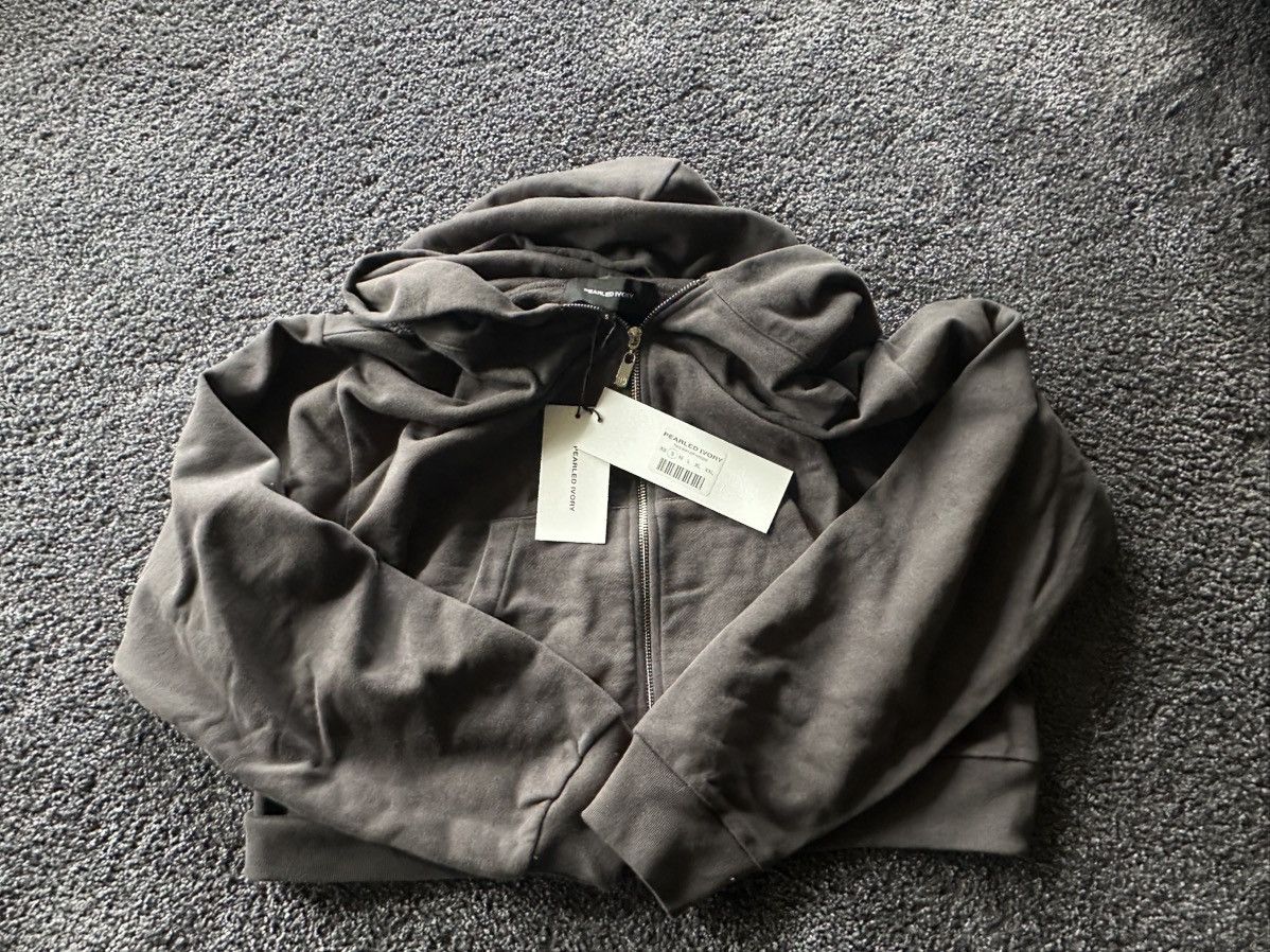 Other Pearled Ivory Washed Cropped Zip Hood ( Charcoal ) SMALL Size US S / EU 44-46 / 1 - 2 Thumbnail