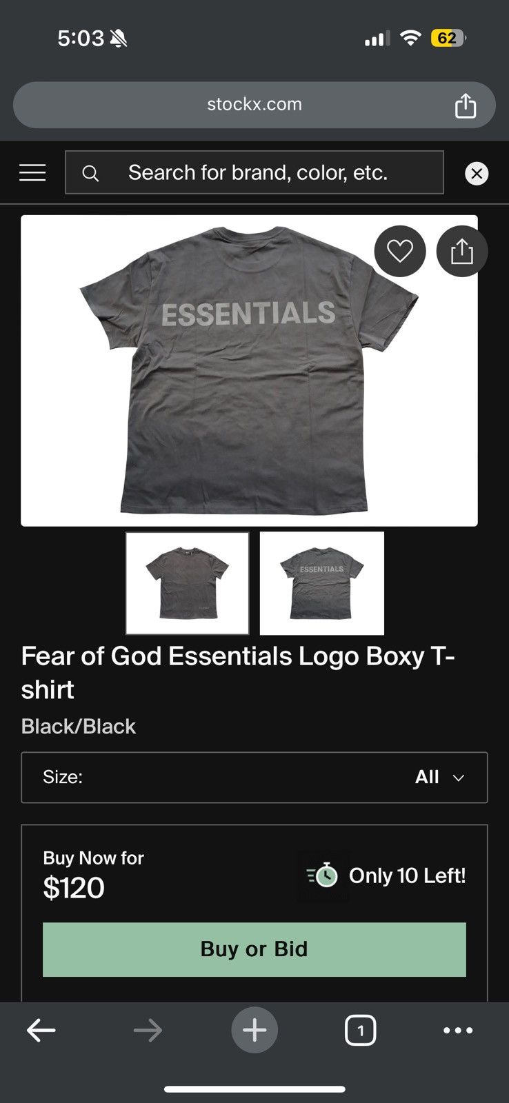 Fear of God 💥Fear of God Essentials 3M Logo Boxy Tee Black SZ Medium Size US M / EU 48-50 / 2 - 9 Thumbnail