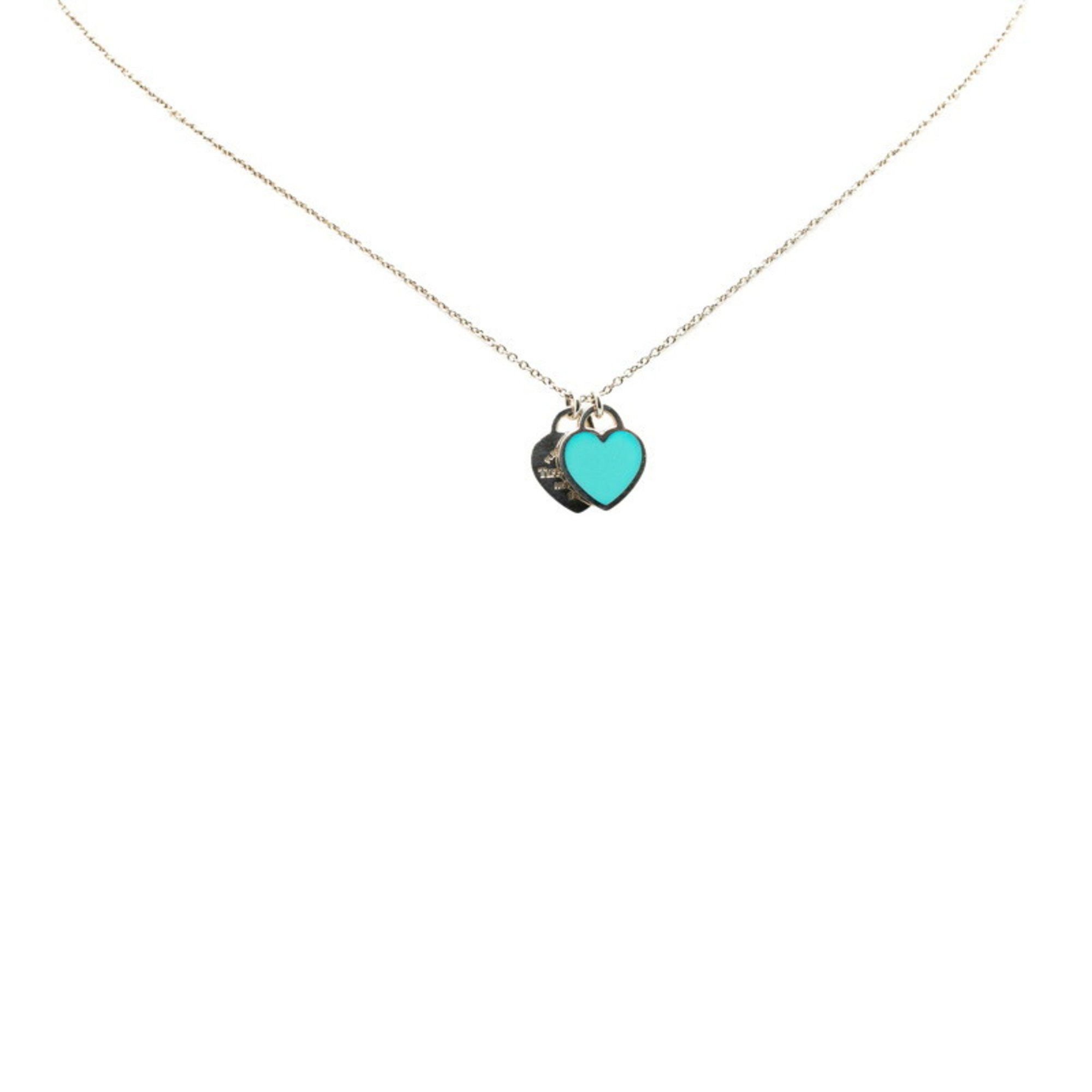 Tiffany Return to Double Heart Necklace SV925 Silver Women