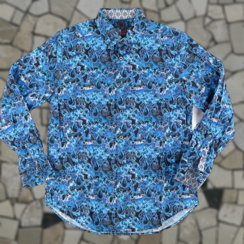 Robert Graham Robert Graham Midvale Sport Stretch Paisley Button Up Shirt Blue M Men Shirt Size US M / EU 48-50 / 2 - 1 Thumbnail