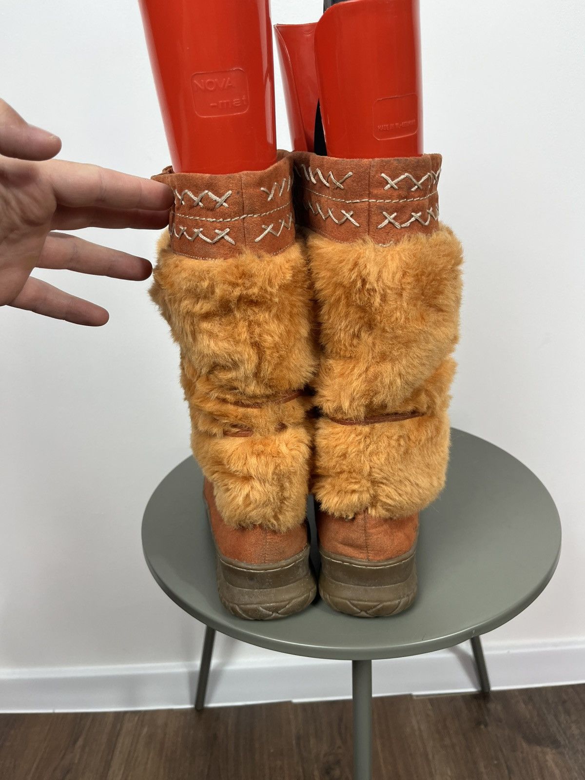 Vintage Vintage Faux Fur Suede Winter Boots Orange Mid Calf EU 40 Size US 10 / IT 40 - 6 Thumbnail