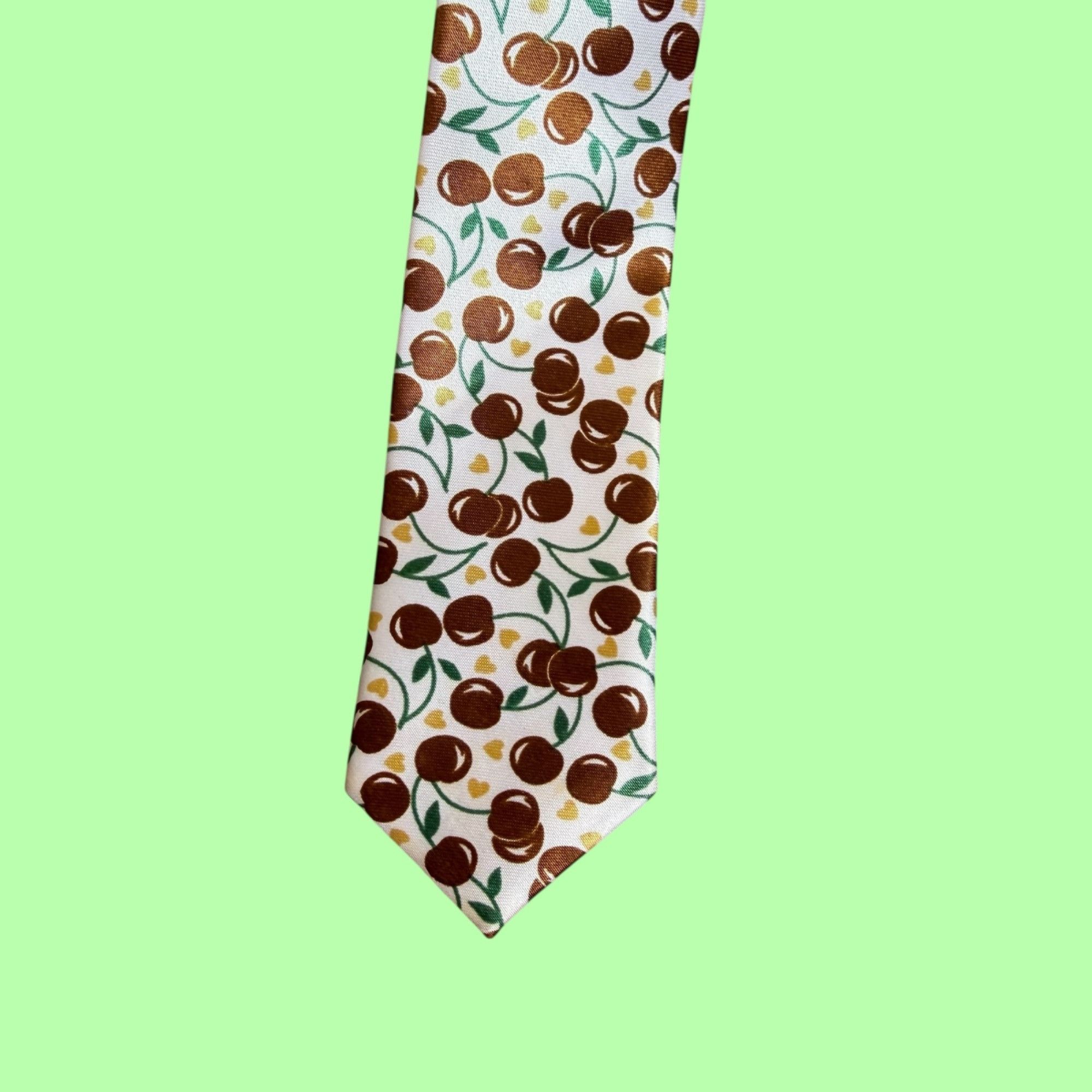 Other Novelty Cherry and Heart All Over Print Neck Skinny Slim Tie Size ONE SIZE - 5 Thumbnail