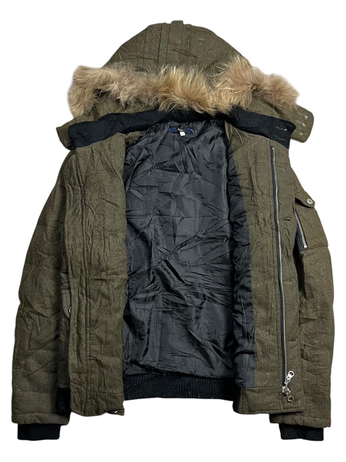If Six Was Nine 2000s Simplicite - Fur Raccoon Hoodie Wool Cargo Jacket Size US M / EU 48-50 / 2 - 2 Thumbnail