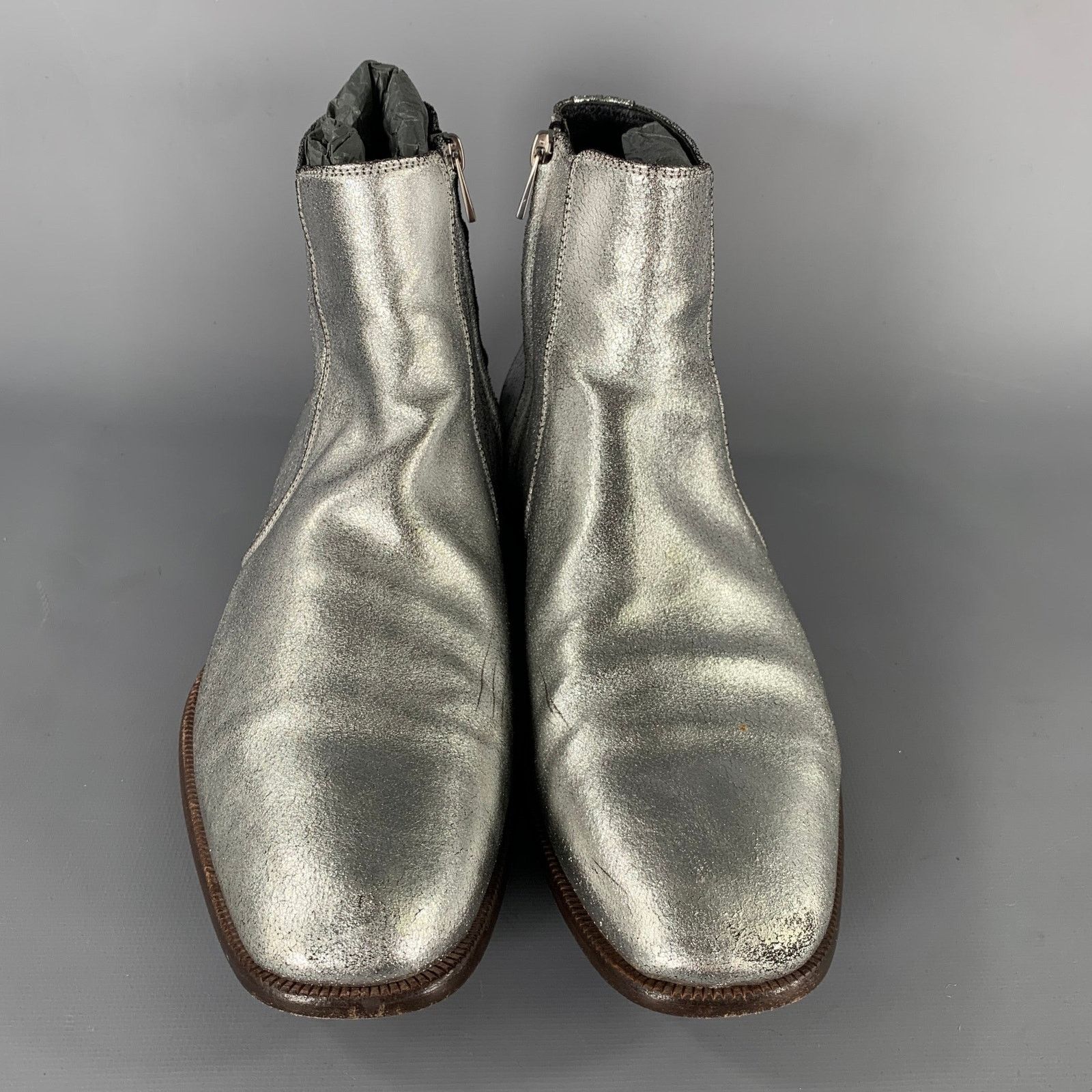 Tom Ford TOM FORD Size 7 Silver Metallic Leather Boots Size US 7 / EU 40 - 4 Thumbnail