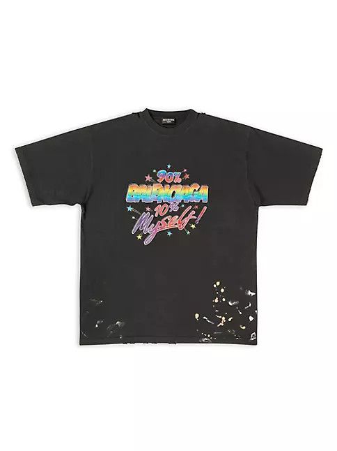 image of Balenciaga O1In1G1223 90/10 T-Shirt Large Fit In Washed Black, Men's (Size XS)