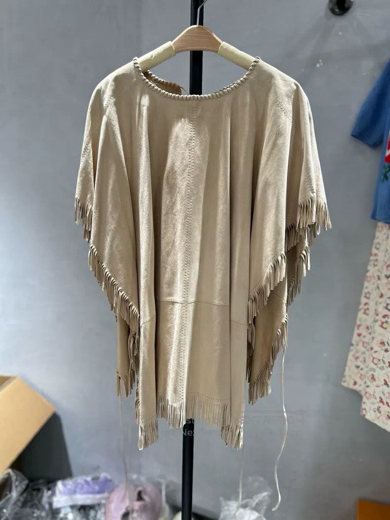 Hermes Hermes Khaki Suede Cloak Size XXS / US 00 / IT 34 - 2 Thumbnail
