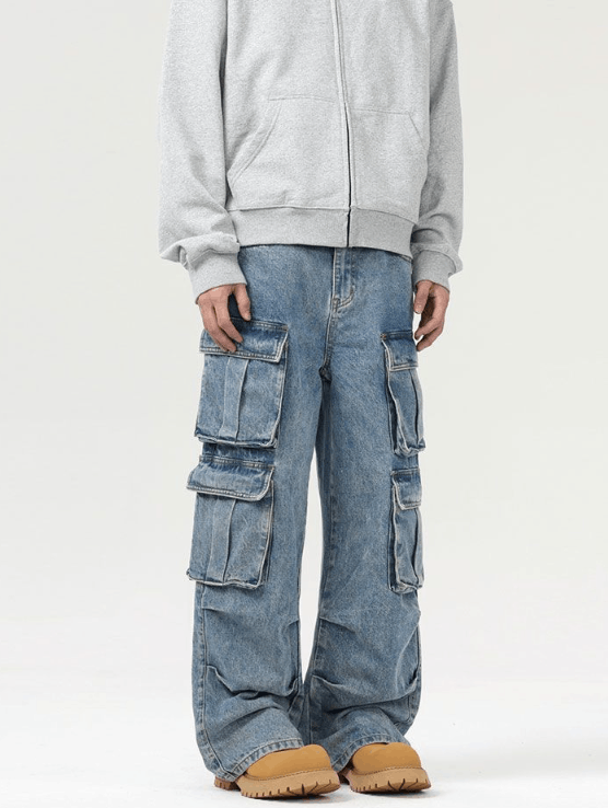 Japanese Brand American retro baggy multi-pocket cargos loose jeans Size US 32 / EU 48 - 3 Thumbnail