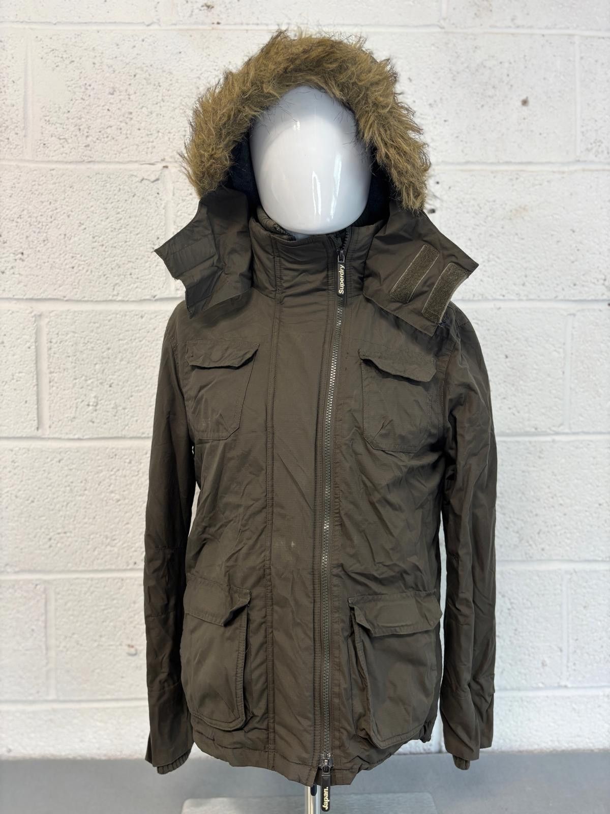 Superdry Superdry Olive Green Parka Jacket Faux Fur Hood Mens Size XS Size US XS / EU 42 / 0 - 2 Thumbnail