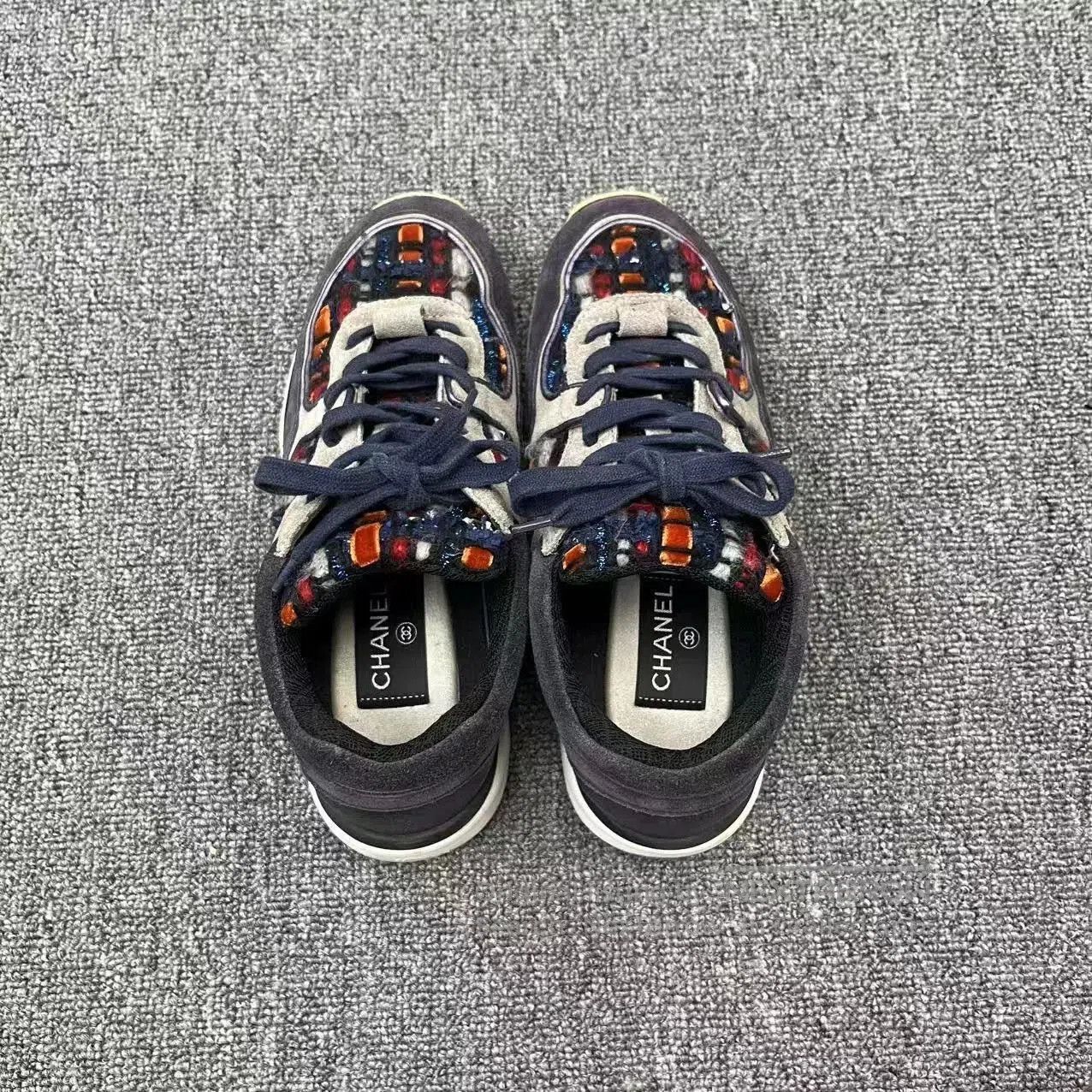 Chanel chanel purple tweed logo casual sneakers. Size US 5 / IT 35 - 3 Thumbnail