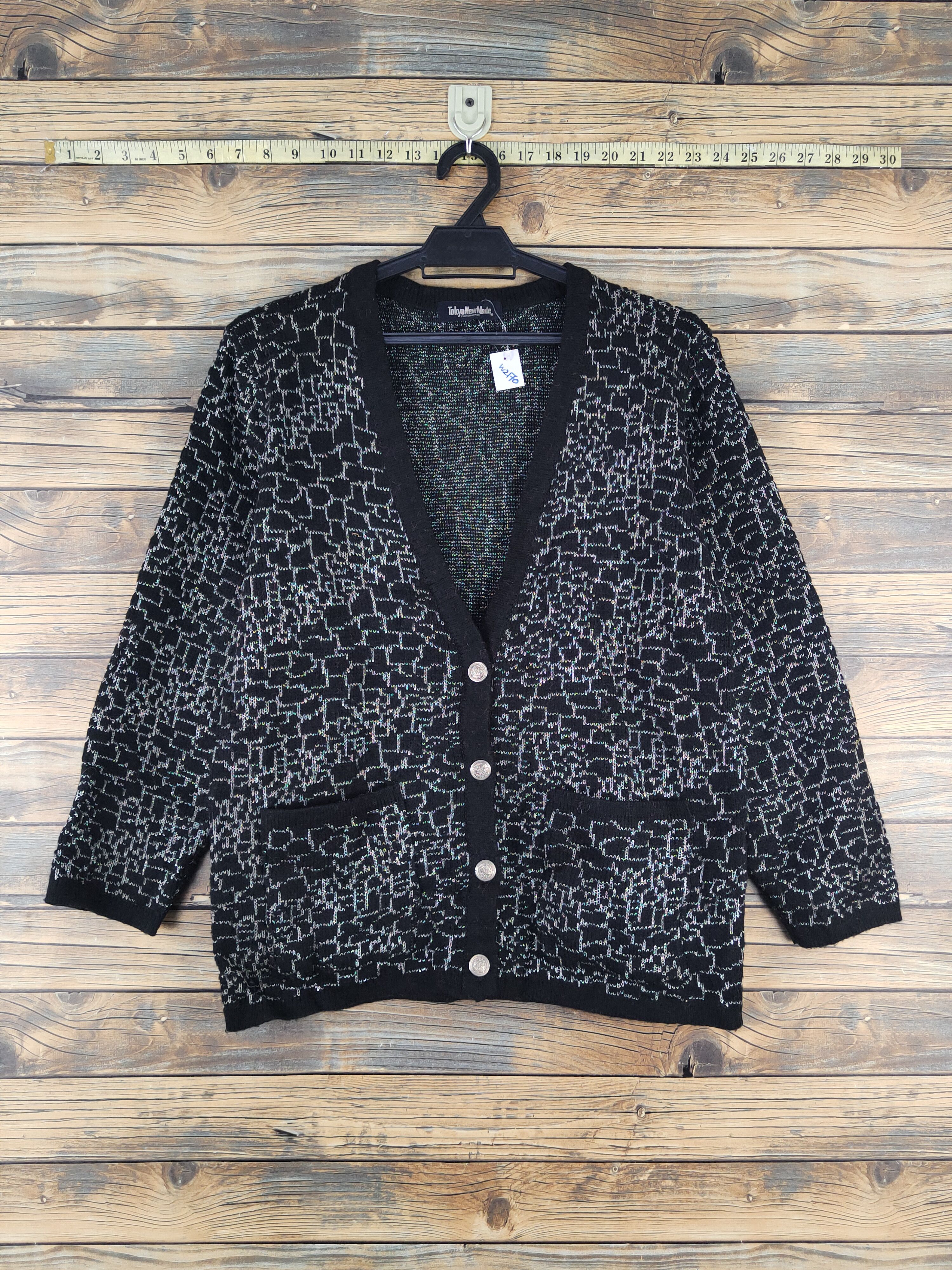 Homespun Knitwear Tokyo New Mode Black Knitwear Cardigan #W2170 Size US M / EU 48-50 / 2 - 1 Thumbnail