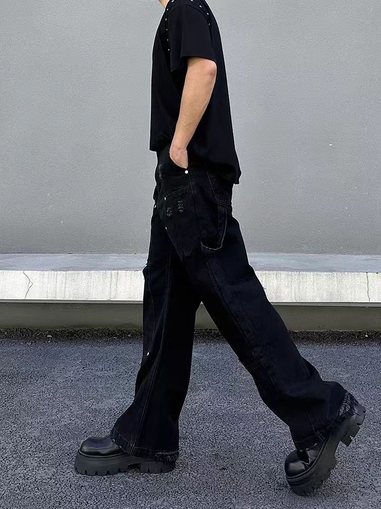 Japanese Brand × Jean Vintage Double Knee Ripped Micro Flare Lumberjack Jeans Size US 34 / EU 50 - 4 Thumbnail