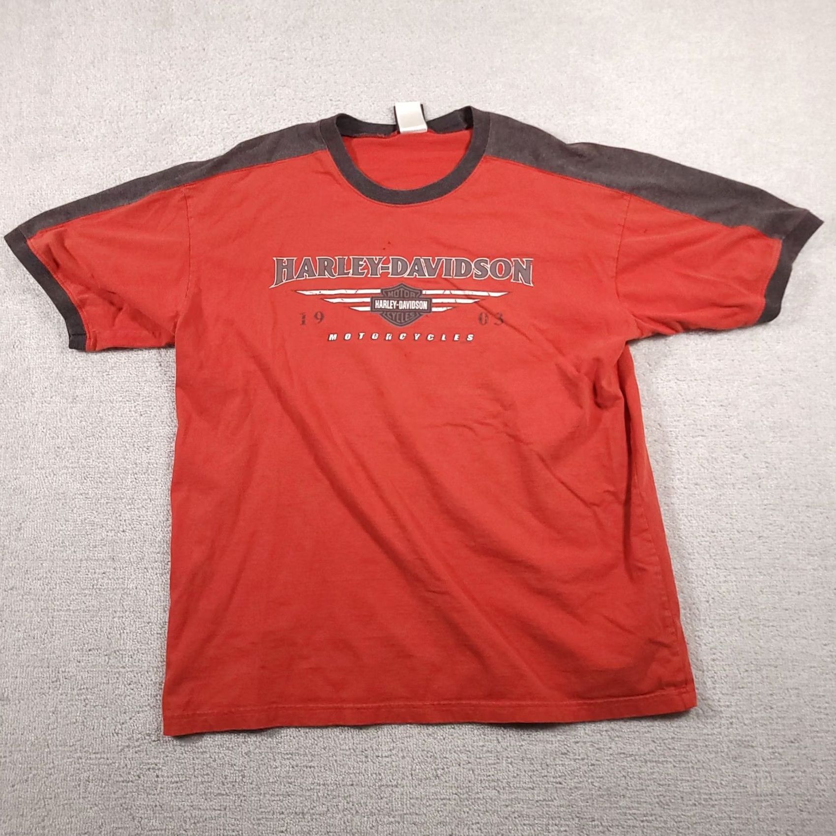 Harley Davidson VINTAGE Harley-Davidson Ringer Shirt Mens XL Red Gettysburg PA 2007 USA T-Shirt Crew Neck N/A Size US XL / EU 56 / 4 - 2 Thumbnail