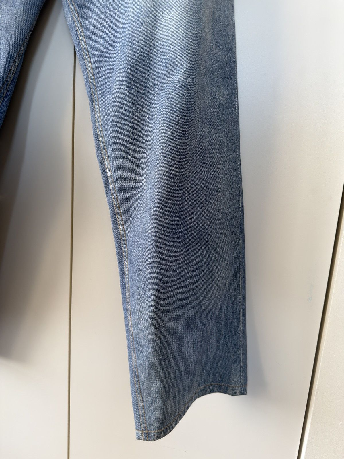 Bottega Veneta BNWT Light Blue Printed Denim Leather Straight Leg Pants 50 Size US 34 / EU 50 - 5 Thumbnail