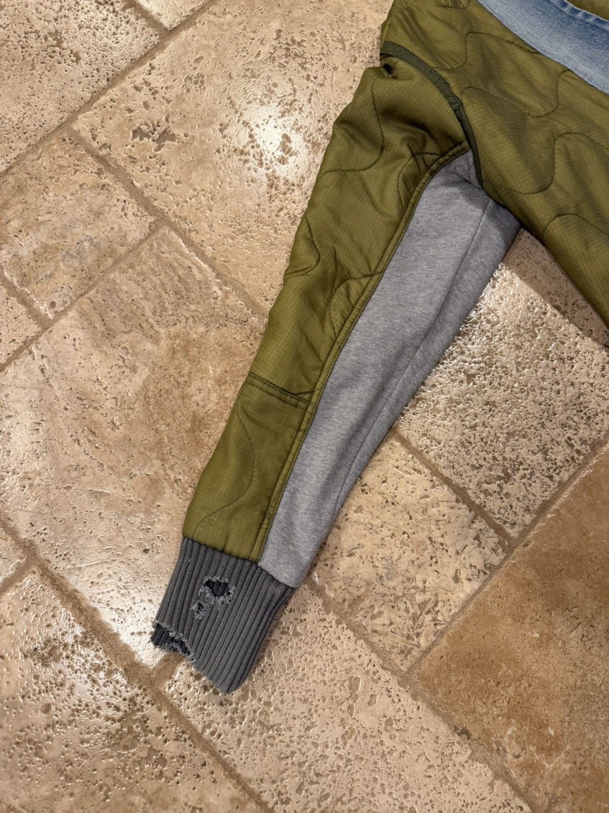 Greg Lauren Greg Lauren Kimono Green Quilt / Blue Denim Distress Jacket Size US L / EU 52-54 / 3 - 8 Thumbnail