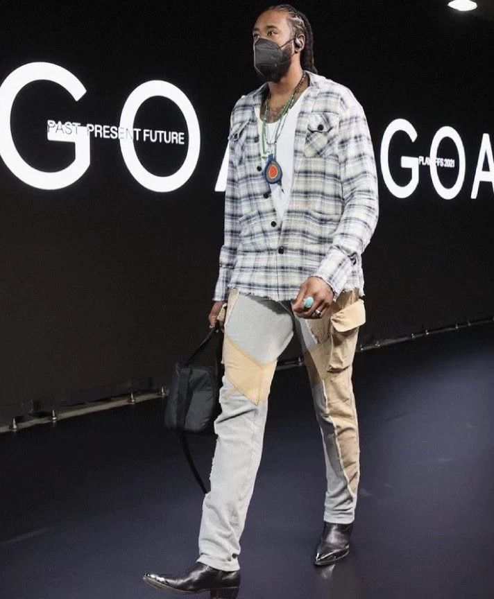 Greg Lauren greg lauren size 2 Loose denim blue and white checkered pa Size US M / EU 48-50 / 2 - 8 Thumbnail