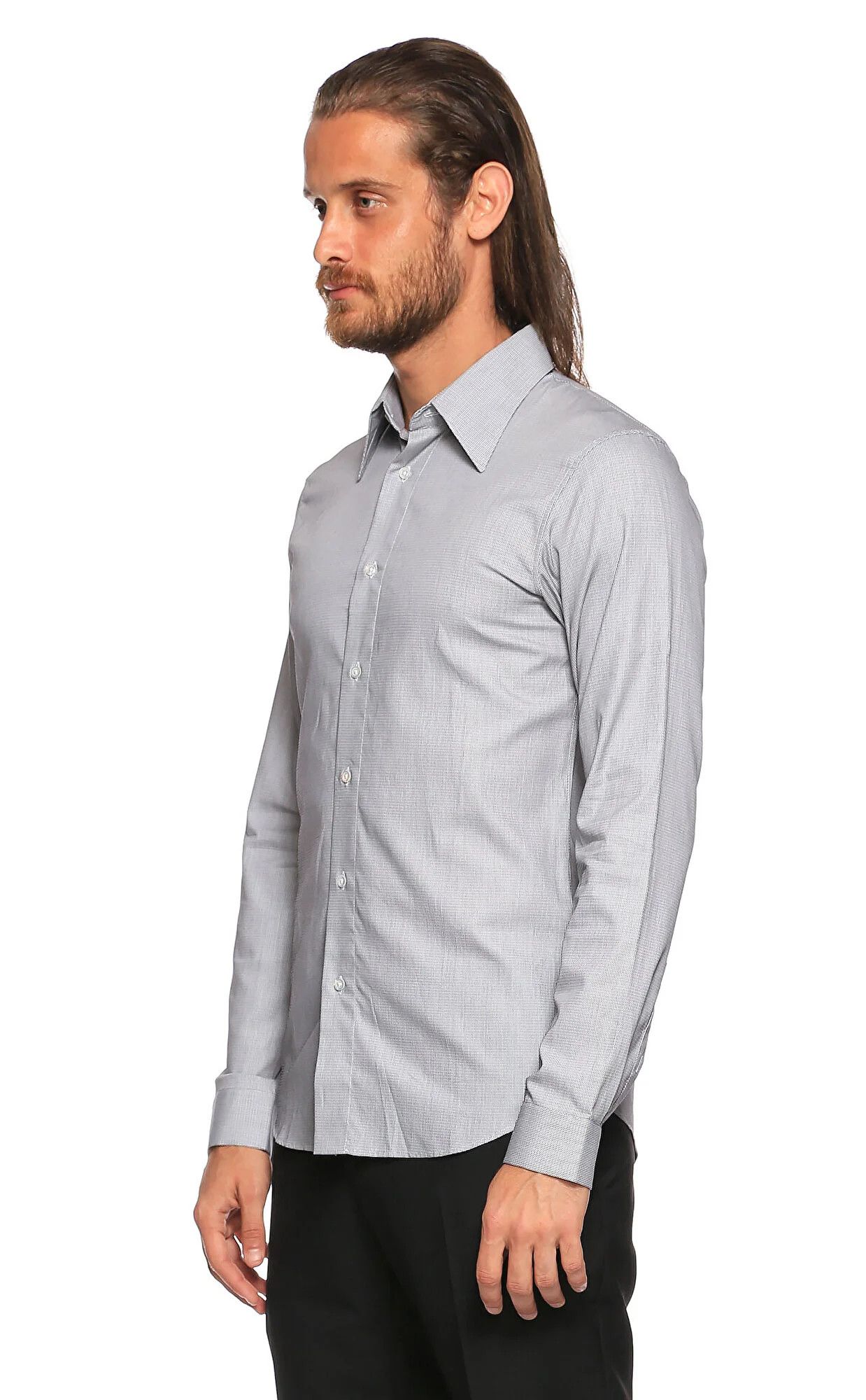 Jil Sander JIL SANDER gray slim fit micro wavy pattern shirt 40 Medium Size US M / EU 48-50 / 2 - 3 Thumbnail
