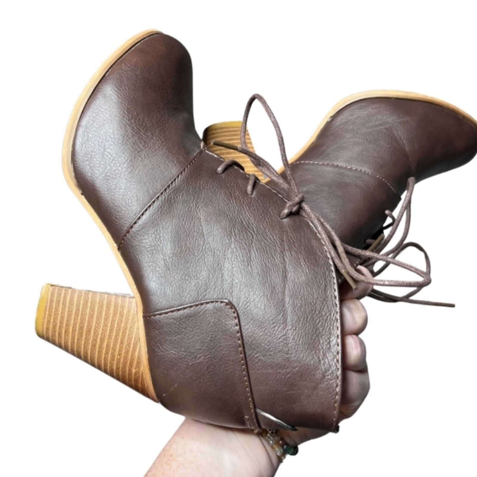 Other Altar'd State Women’s Brown Leather Platform Ankle Booties Size US 6.5 / IT 36.5 - 2 Thumbnail