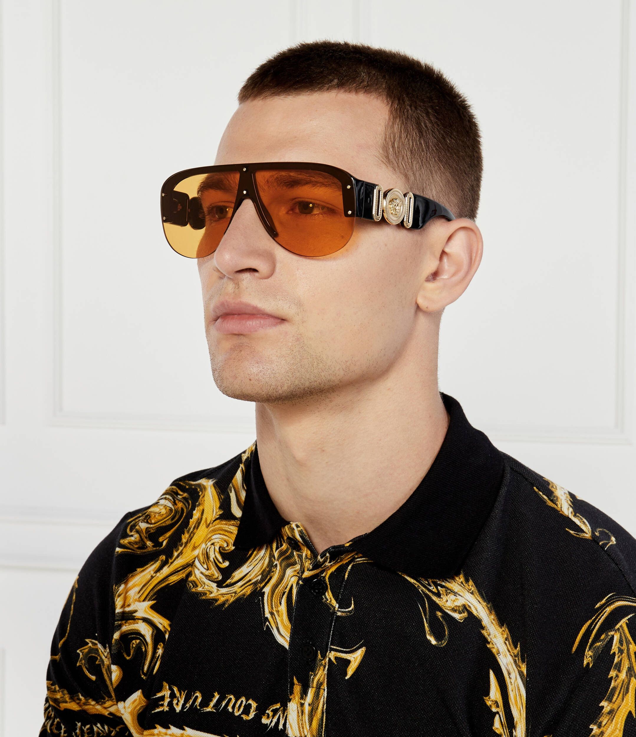 Versace NEW Versace VE4391 GB1/7 Shield Unisex Sunglasses Size ONE SIZE - 10 Thumbnail