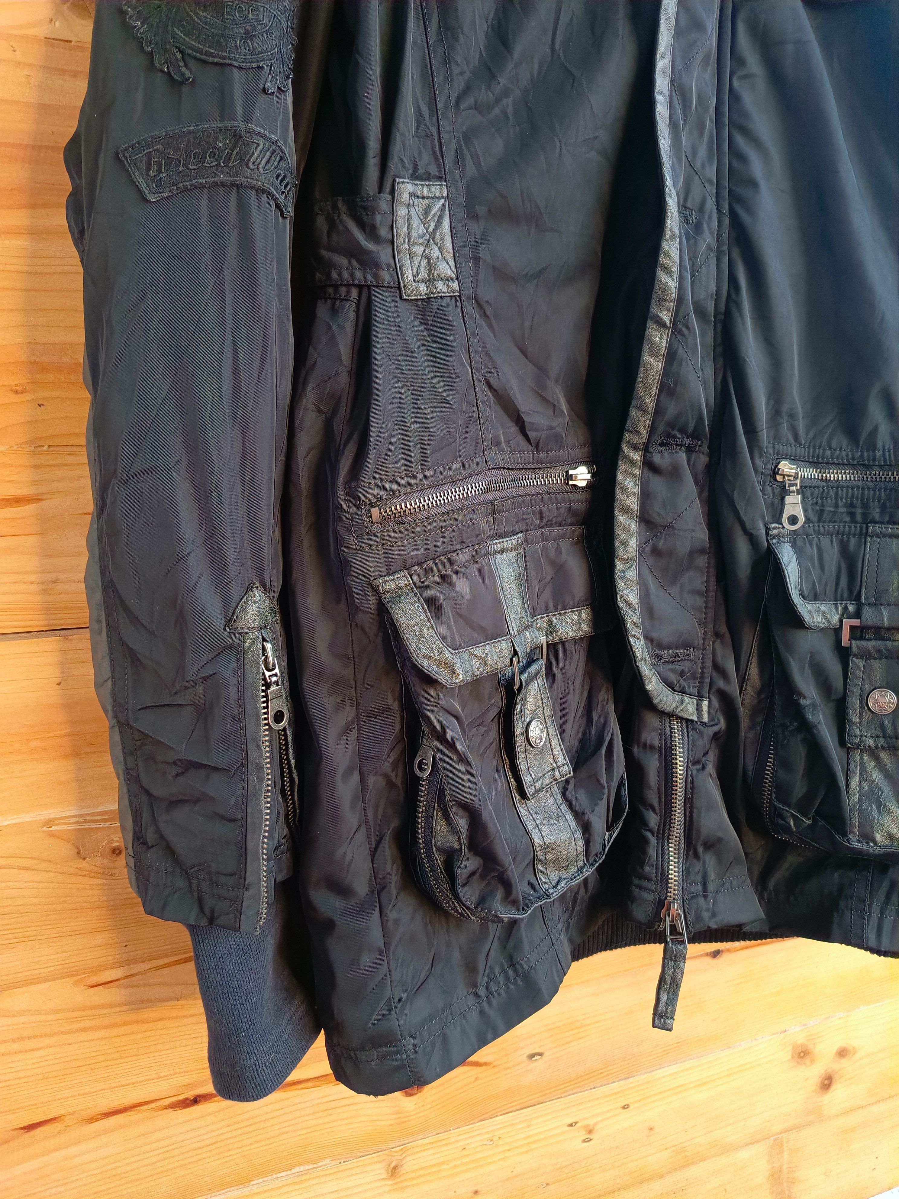 Yasuyuki Ishii Glitz LeatherxParachute BONDAGE FUR HOODED 2 ZIP GOTHIC PUNK Size US M / EU 48-50 / 2 - 13 Thumbnail