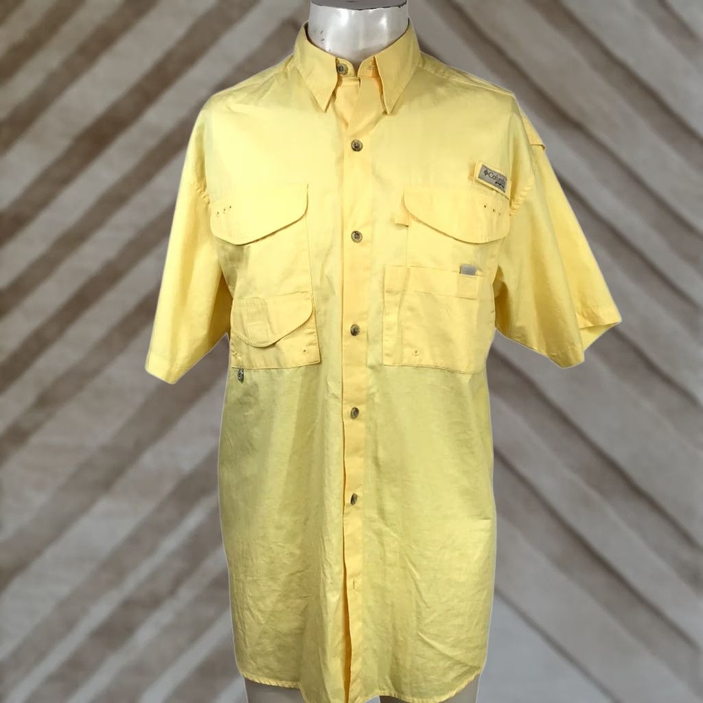 Vintage Columbia Mens Medium Yellow Short Sleeve Collared Button PFG Shirt Size US M / EU 48-50 / 2 - 1 Thumbnail