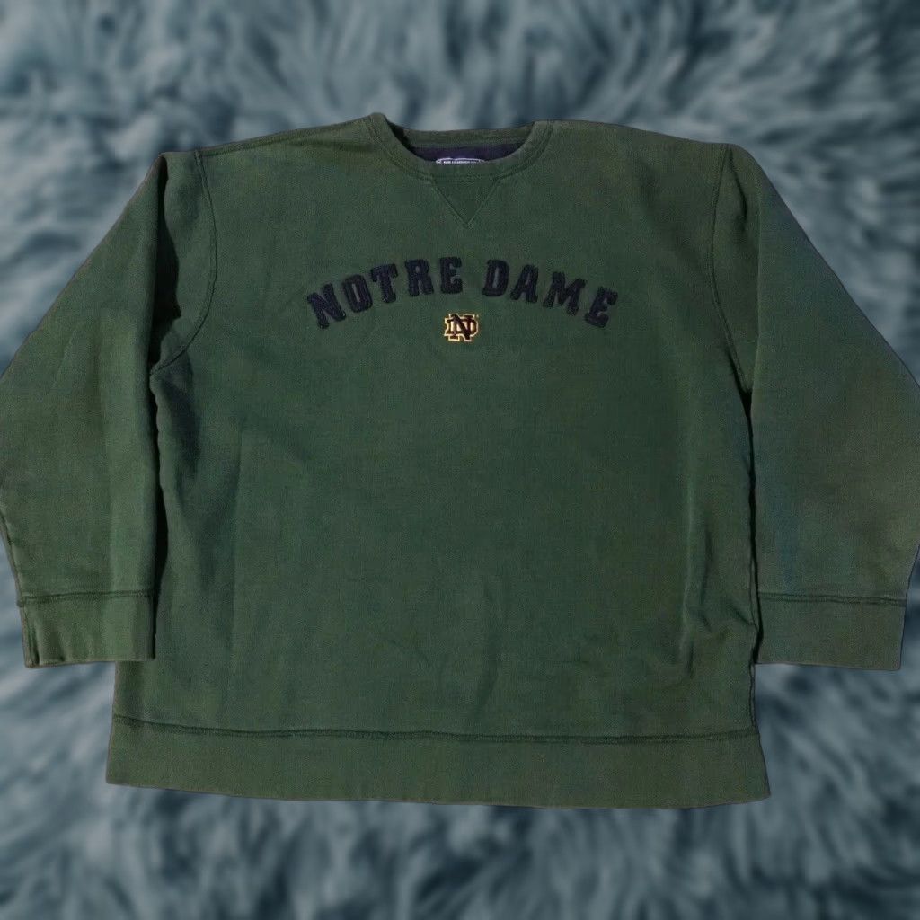 Vintage VINTAGE Notre Dame Spellout Sweatshirt XXL Green 90s 80s USA Champs Pullover Shirt Men Size US XXL / EU 58 / 5 - 1 Thumbnail
