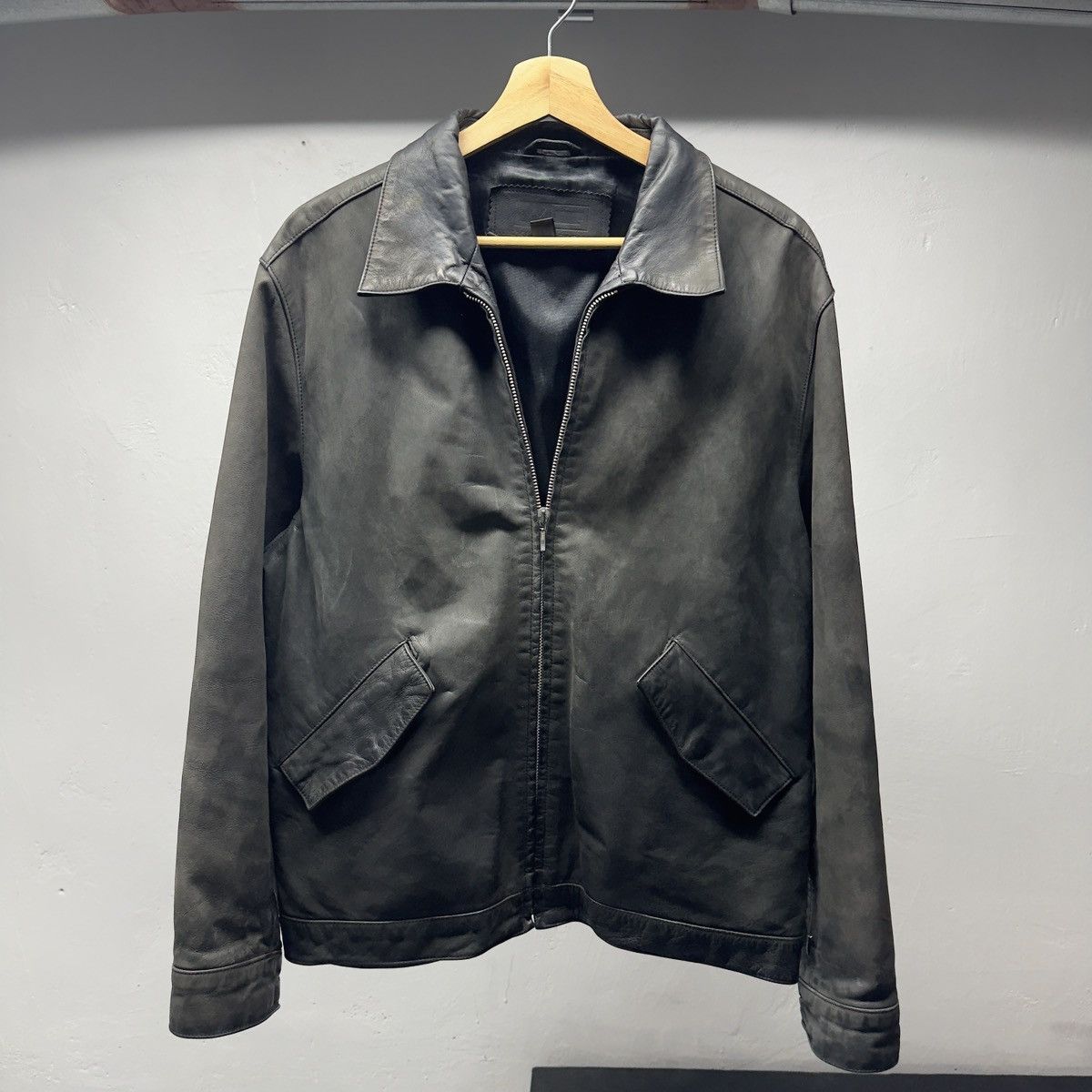 Vintage Vintage Faded Black Leather Blouson Jacket ERD Grunge Chrome Size US L / EU 52-54 / 3 - 8 Thumbnail