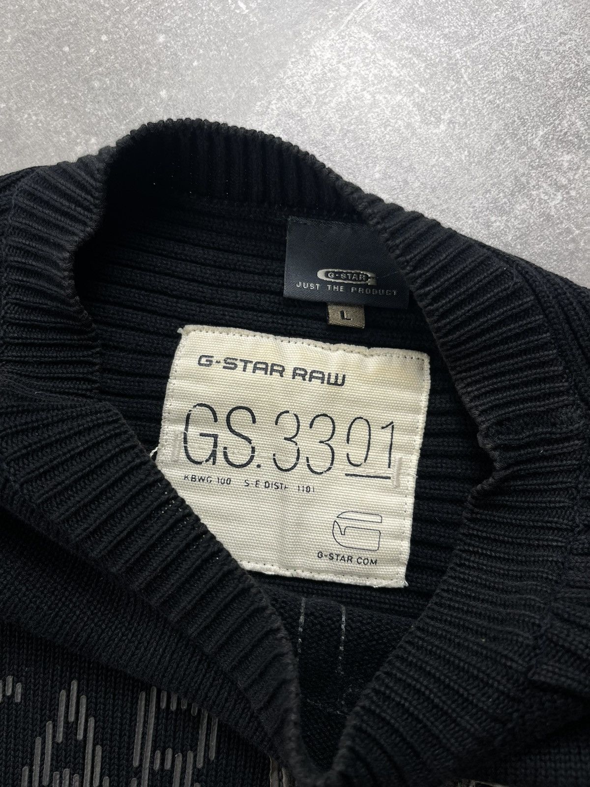 G-Star G-Star RAW Vintage Black Ribbed Knit Sweater Pullover Logo Size US L / EU 52-54 / 3 - 7 Thumbnail
