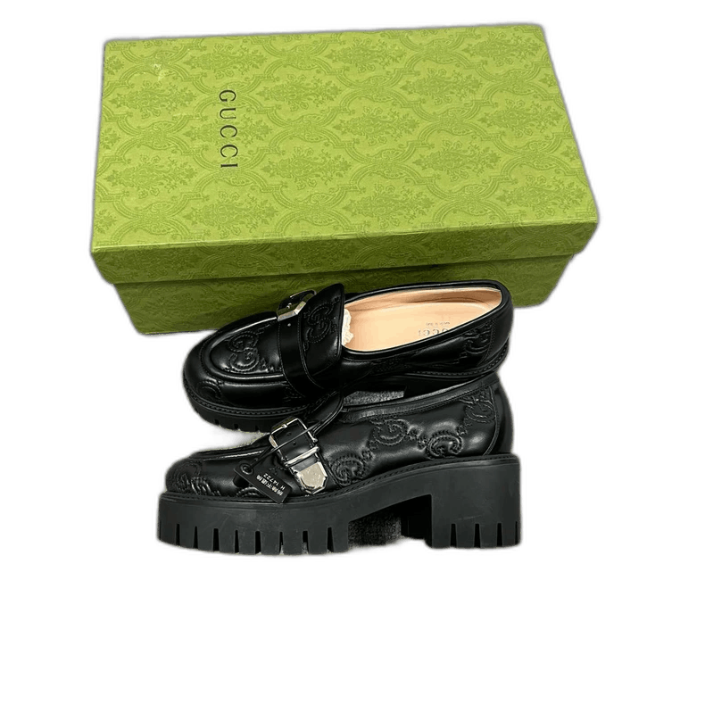 Gucci Gucci Black Platform Loafers with Logo-2506 Size US 7 / EU 40 - 1 Thumbnail
