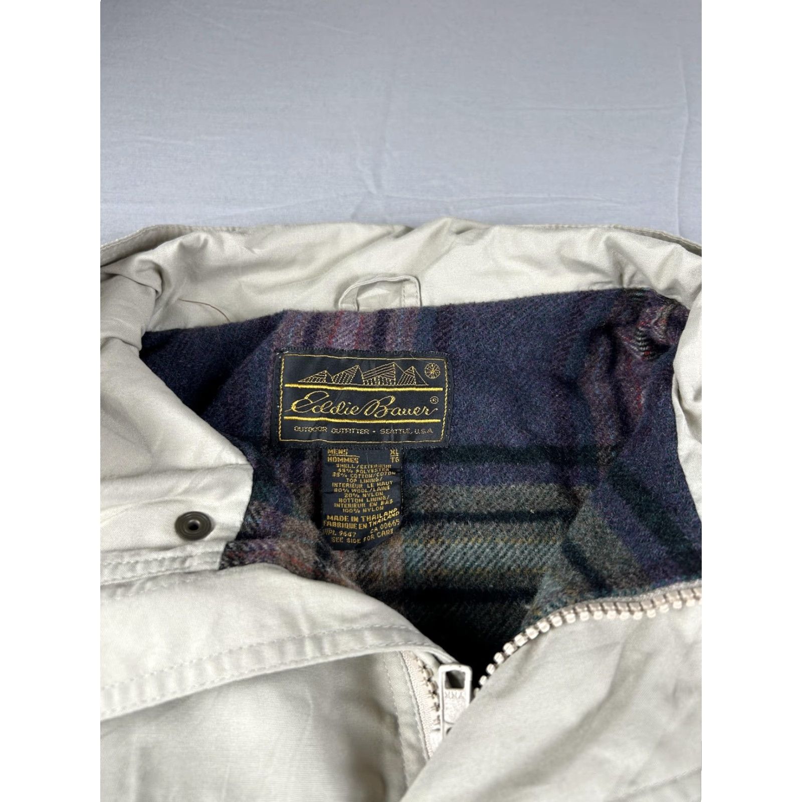 Eddie Bauer VINTAGE Eddie Bauer Coat Mens XL Beige Wool Lined Parka 90s 80s Cotton Outer Shell Zip Pockets Size US XL / EU 56 / 4 - 2 Thumbnail