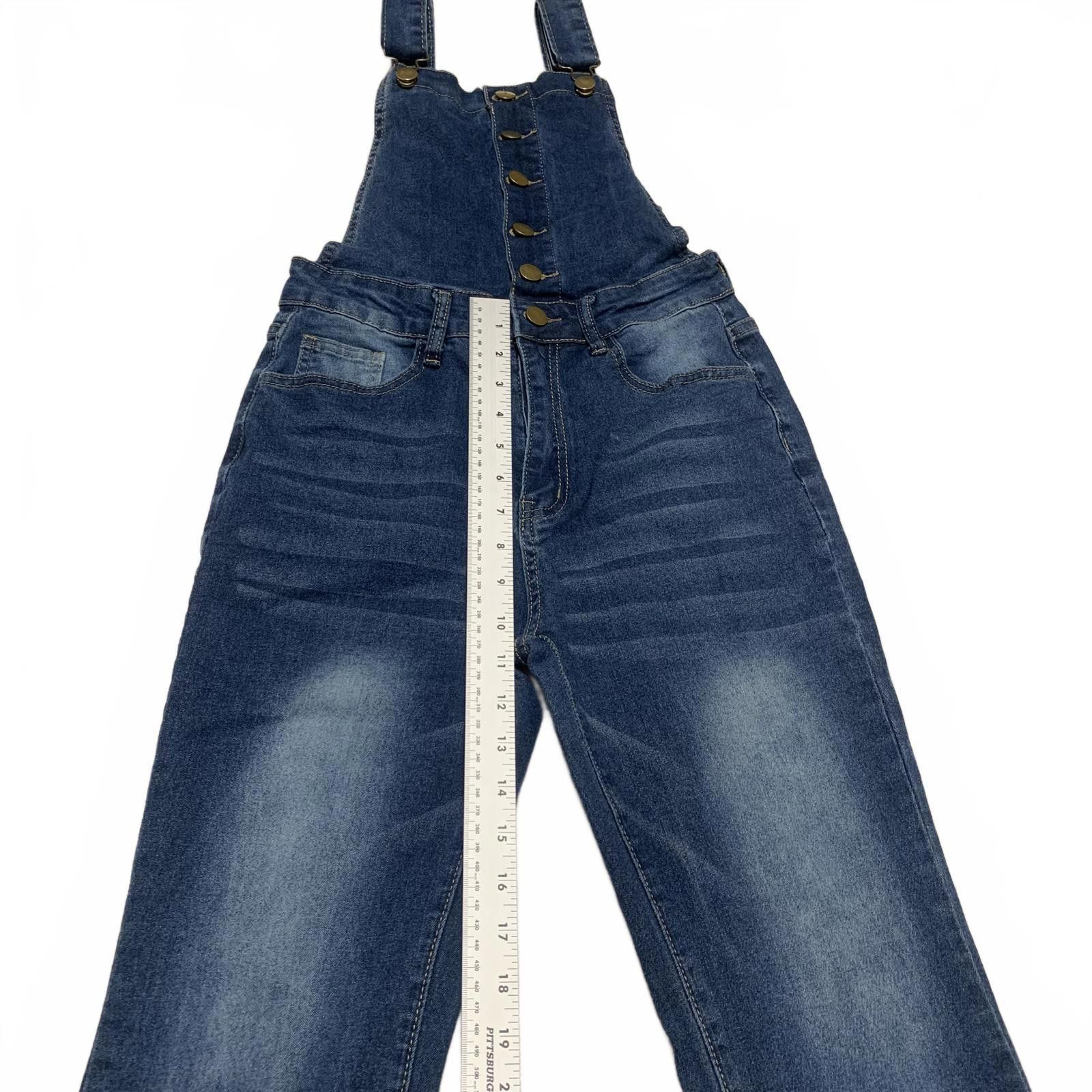 NBDN Nobrandedon Denim Overalls Women's Size Small Blue Flared Legs Jeans Size 28" / US 6 / IT 42 - 5 Thumbnail