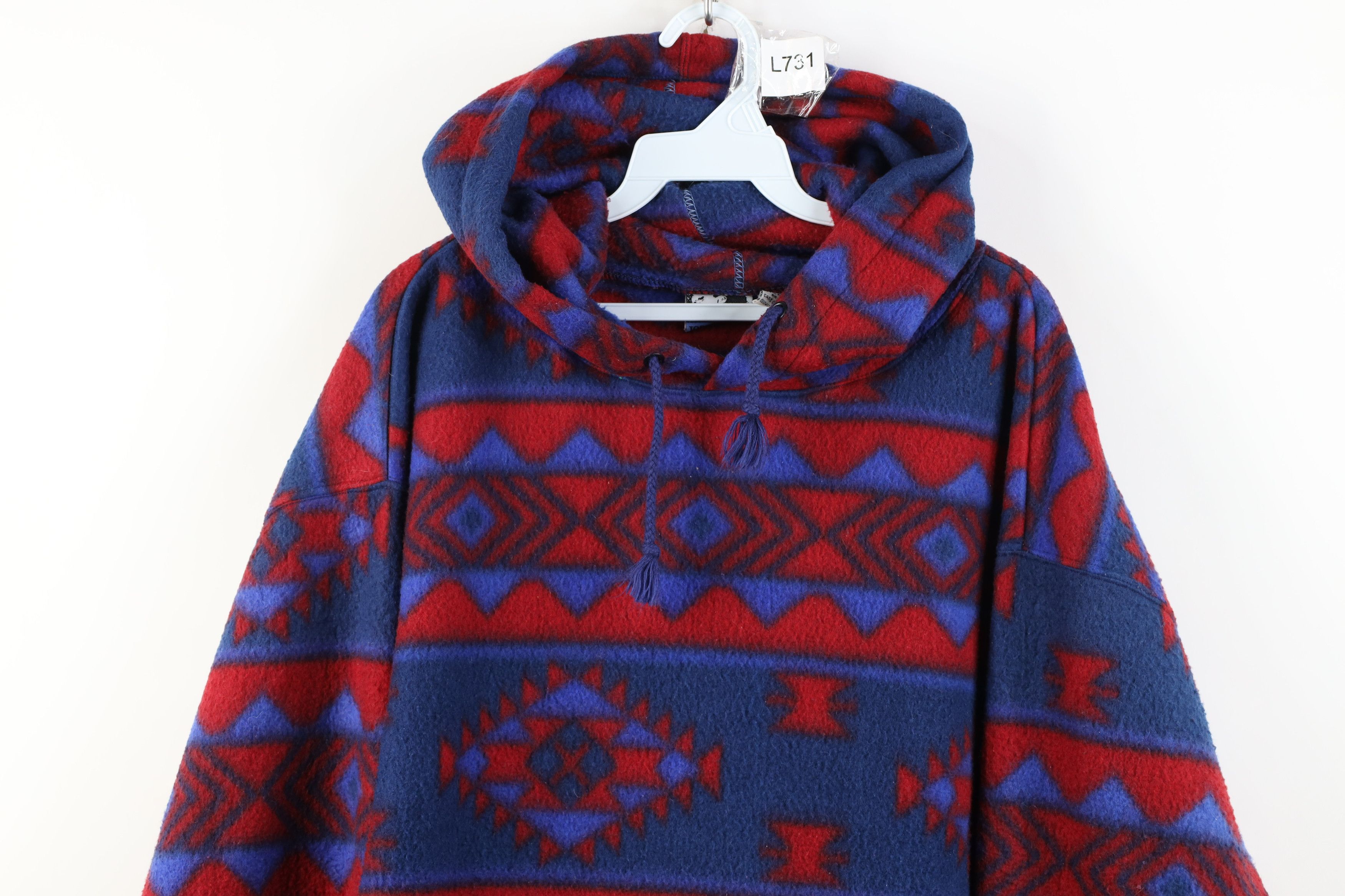 Vintage Vintage 90s Streetwear Southwestern Fair Isle Fleece Hoodie Size US L / EU 52-54 / 3 - 2 Thumbnail