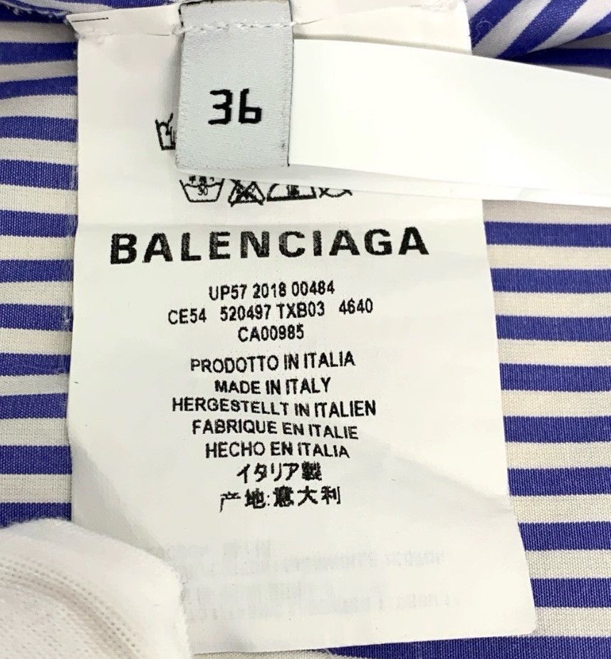 Balenciaga Balenciaga logo letter printed blue and white striped cott Size 36R - 7 Thumbnail