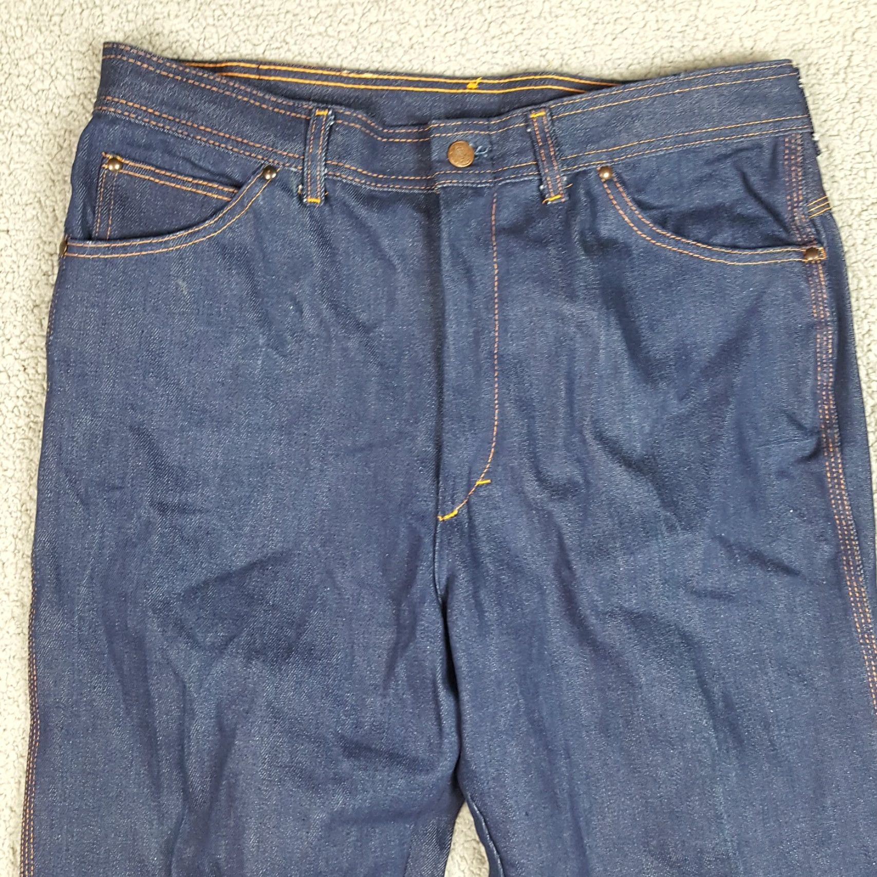 Denime VINTAGE Rugged 80s Cowboy Jeans Men’s 35x29 Dark Wash Denim Blue 5-Pocket Retro Grunge Size US 35 - 2 Thumbnail