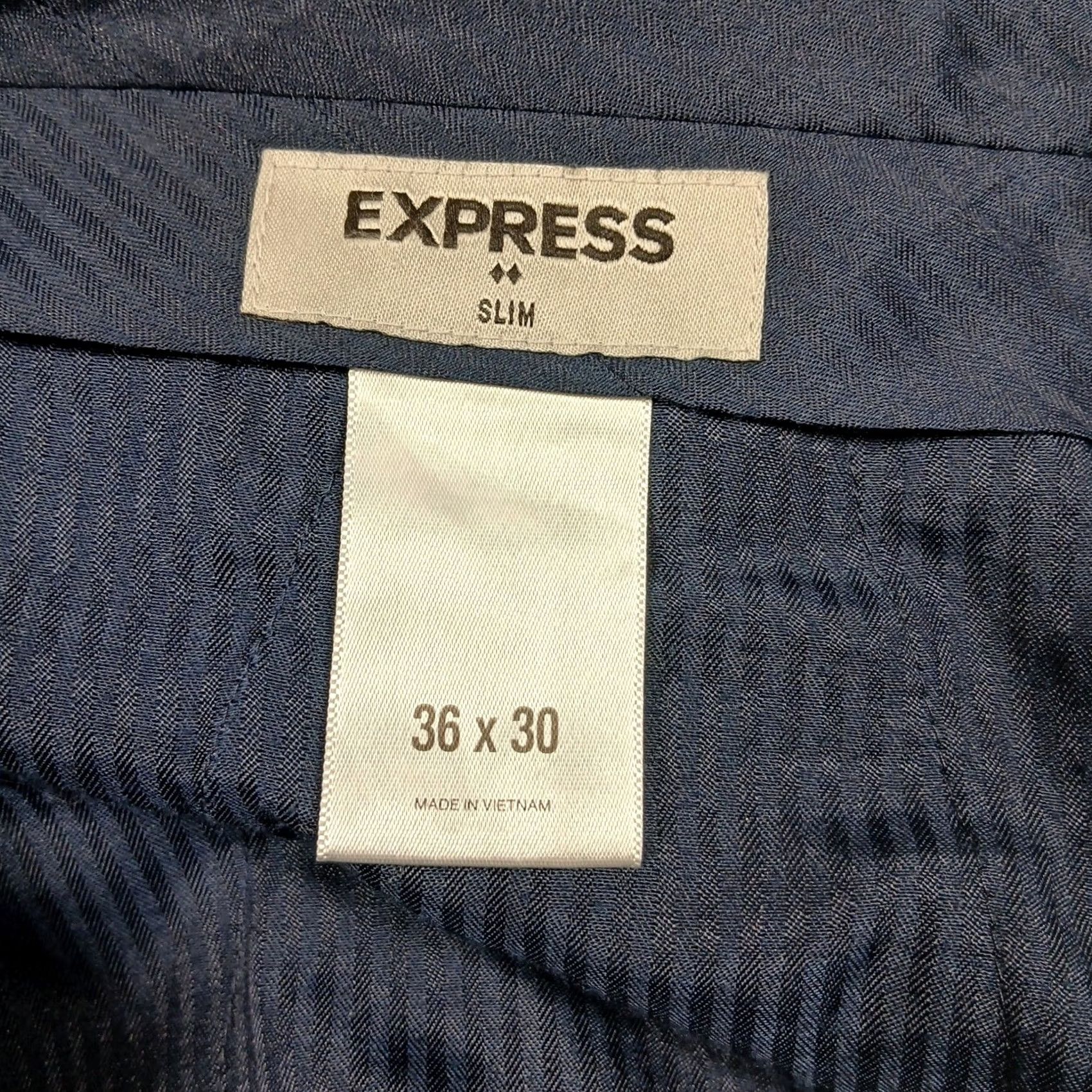 Express Express Slim Fit Dress Pants 36x30 Blue Flat Front Business Casual Men Size US 36 / EU 52 - 4 Thumbnail