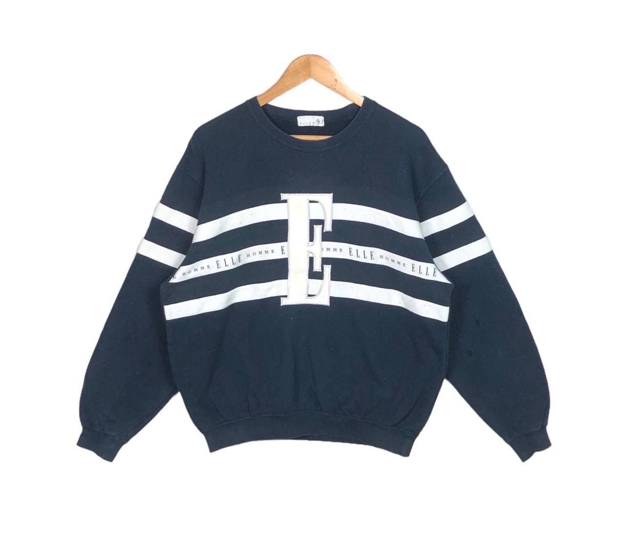 Other Vintage 90s ELLE Big E Logo Stripe Sweatshirt Jumper Size US L / EU 52-54 / 3 - 1 Thumbnail