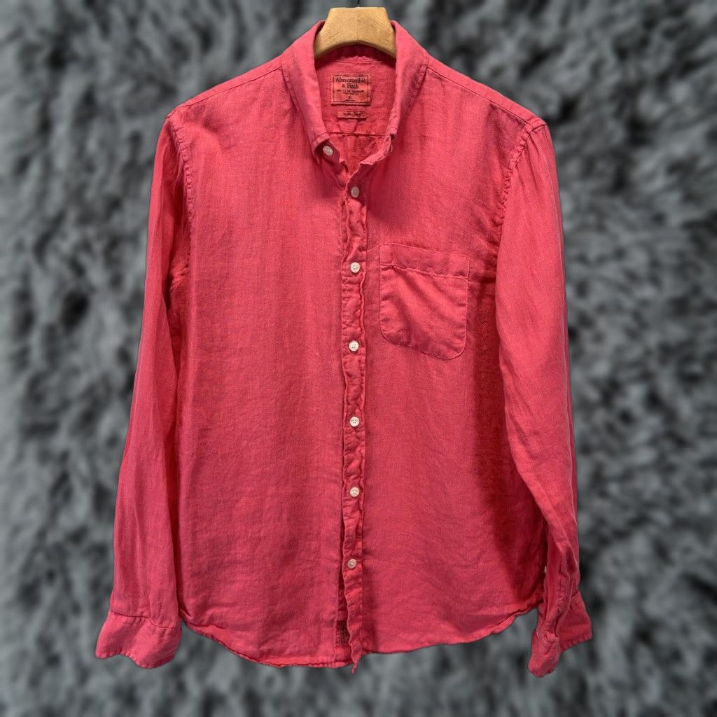 Abercrombie & Fitch VINTAGE Abercrombie & Fitch Linen Shirt Mens XL Pink Button-Down Beach Vacay - Mens XL Pink Linen Shirt Beach Vacay Button-Up Size US XL / EU 56 / 4 - 1 Thumbnail
