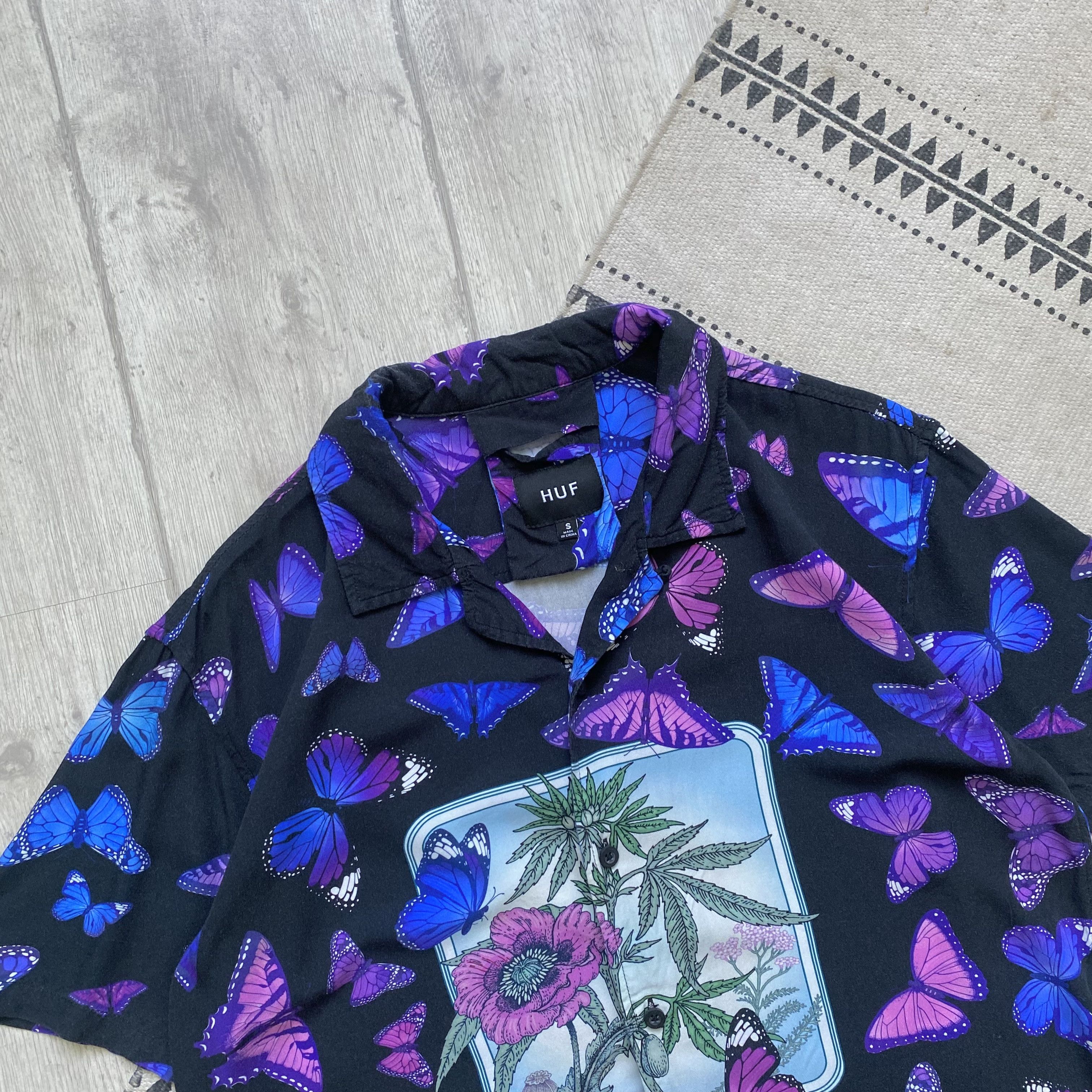 Huf 🦋 Vintage 00s HUF Hawaiian Crazy Shirt Surf Skater Size US S / EU 44-46 / 1 - 2 Thumbnail