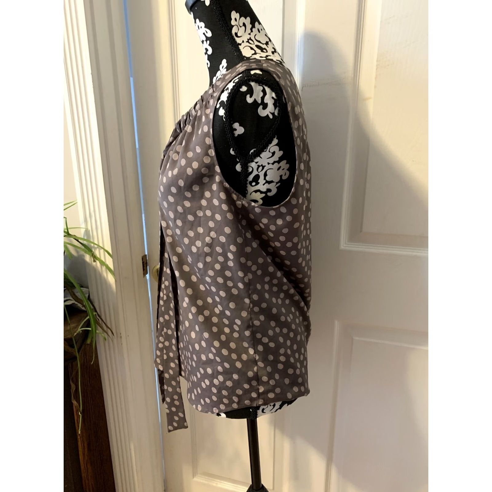 Loft Loft Polka Dot Tank Blouse Top Work/Office Wear Womens SZ M Blouse Sleeveless Chiffon Polyester Brown Satin? Size M / US 6-8 / IT 42-44 - 4 Thumbnail