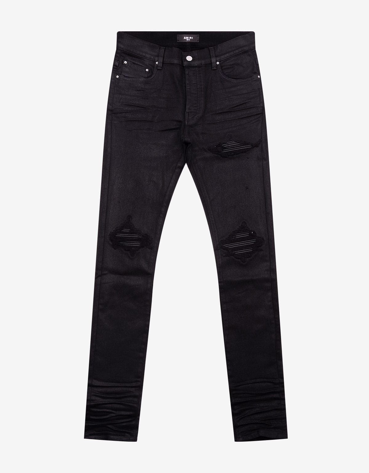 Image of Amiri Mx1 Black Wax Jeans, Men's (Size 38)