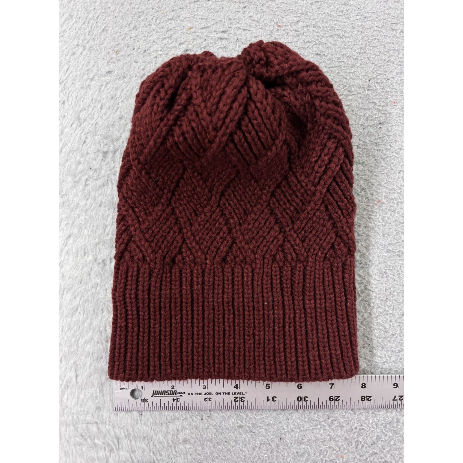 Vintage Womens Beanie Toque One Size Red Cable Knit 100% Acrylic Ski Winter Pom Size ONE SIZE - 4 Thumbnail