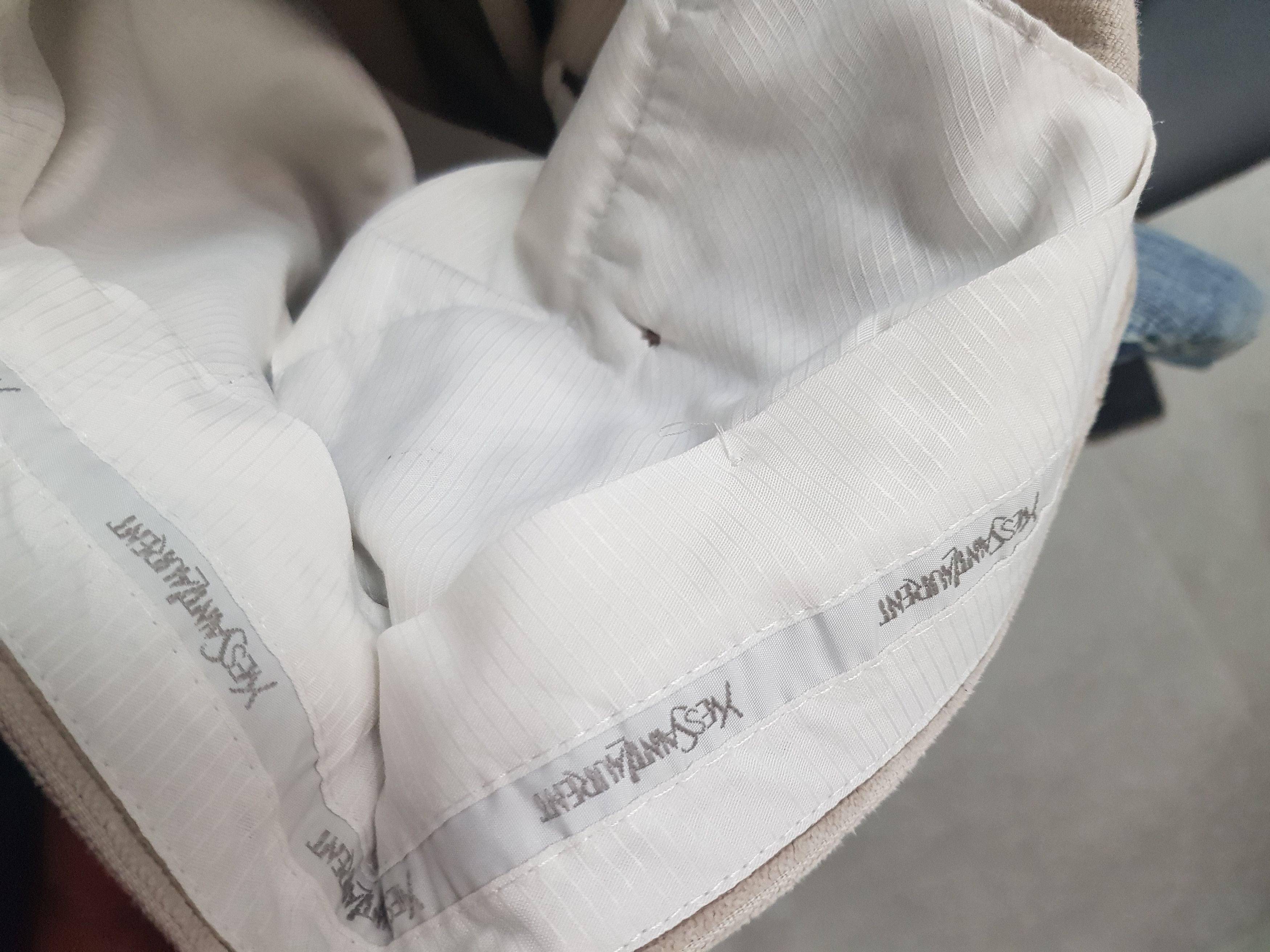 Designer × Vintage × Yves Saint Laurent Luxury 90s YSL Satin beige Wide leg Corduroy chino Trousers Size US 33 - 6 Thumbnail