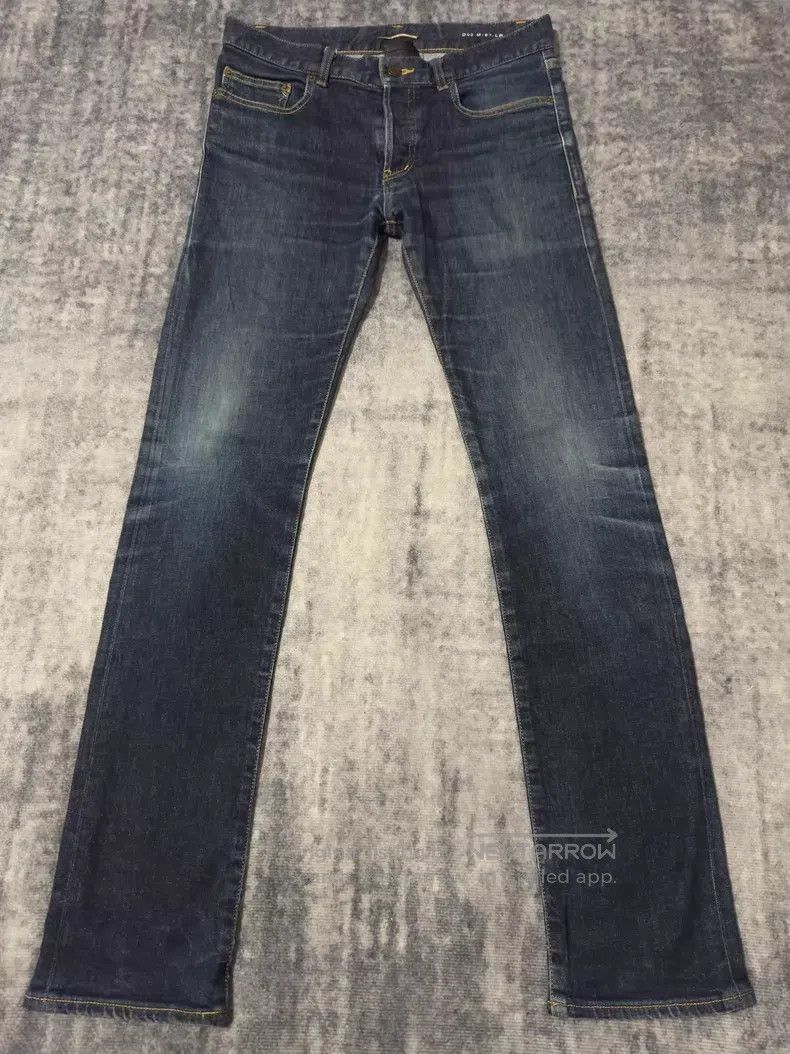 Saint Laurent Paris Saint Laurent Paris Vintage Deep Blue Straight Leg Bleache Size US 31 - 1 Thumbnail
