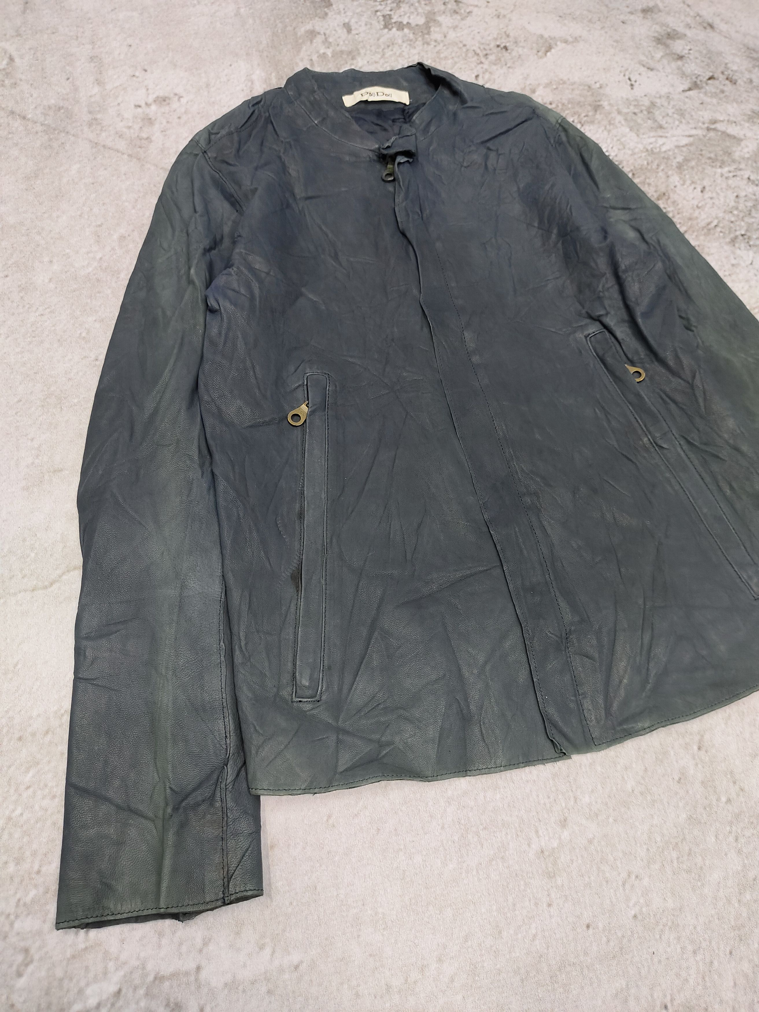 Japanese Brand 00s DouDou🇯🇵 Y2K Minimalist Goatskin Leather Moto Jacket Size M / US 6-8 / IT 42-44 - 7 Thumbnail