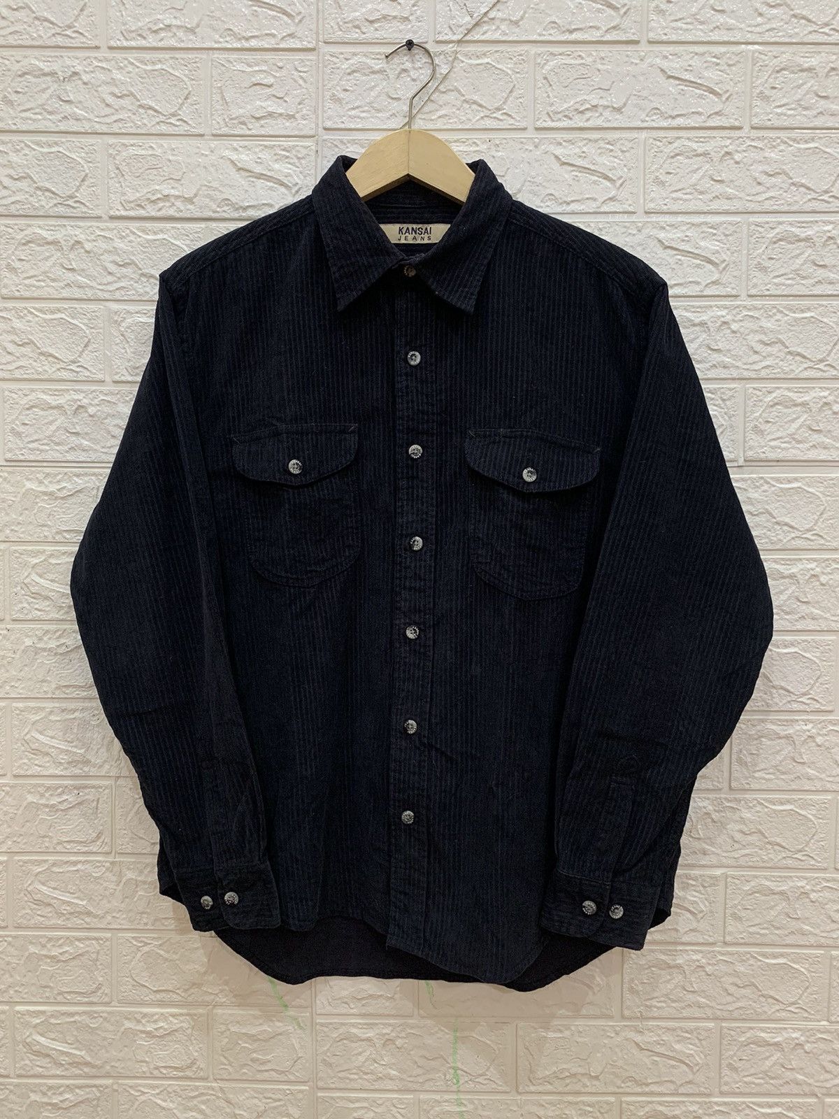 Kansai Yamamoto Vintage kansai jeans double pocket black corduroy shirt Size US M / EU 48-50 / 2 - 1 Thumbnail