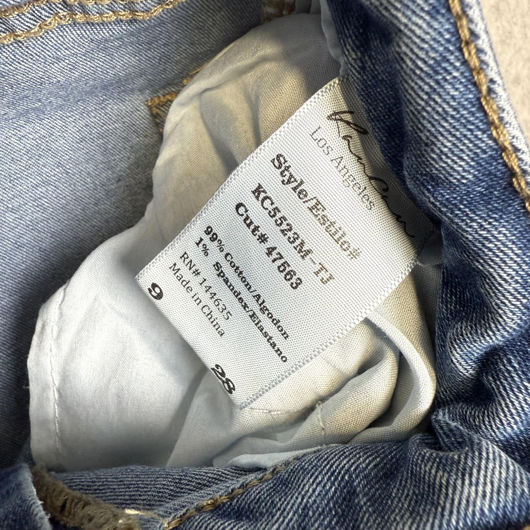 Vintage Kancan Jeans Wide-Leg Women 29 Blue Light Wash Distressed Hem Black Size 29" - 6 Thumbnail