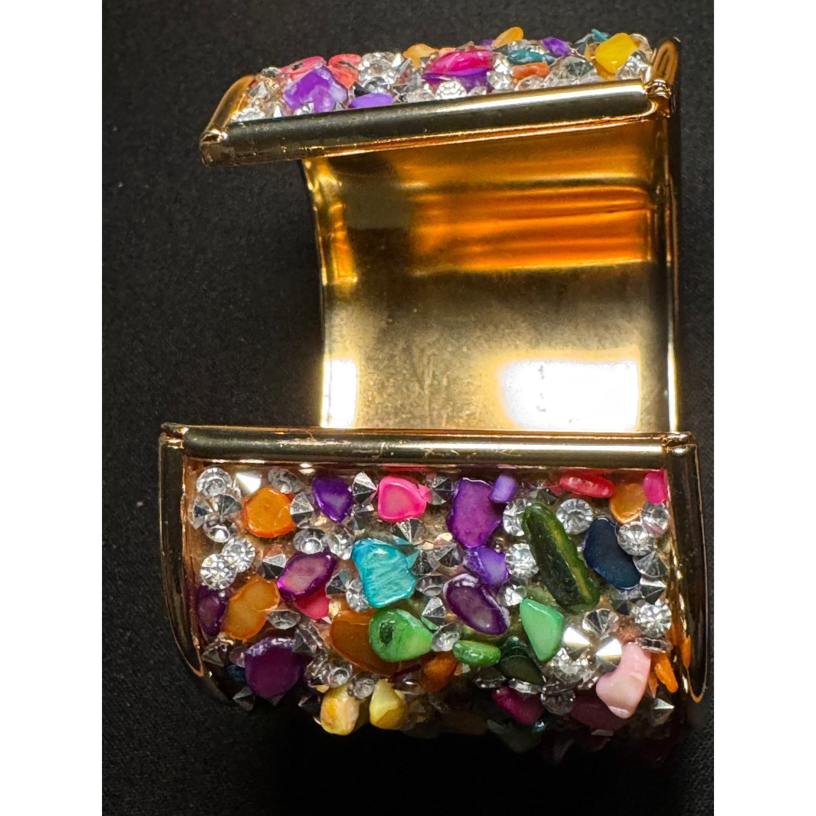 Other Gold Plated Rainbow Gemstones Crystals Cuff Bracelet 7in Size ONE SIZE - 4 Thumbnail