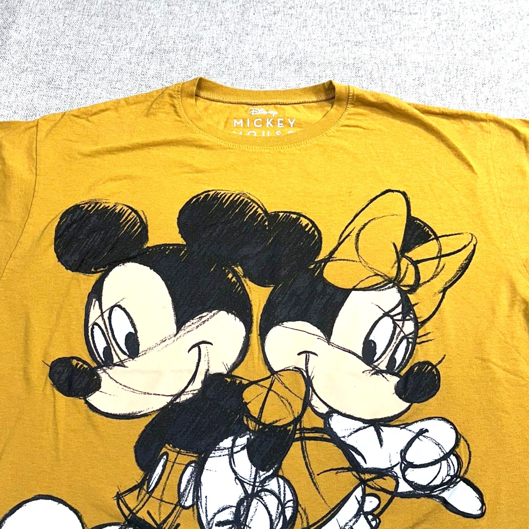 Disney VINTAGE Disney Cartoon Shirt Adult XL Mickey and Minnie Mouse Double-Sided Mustard Yellow Logo Breathable Easy Care Size US XL / EU 56 / 4 - 3 Thumbnail