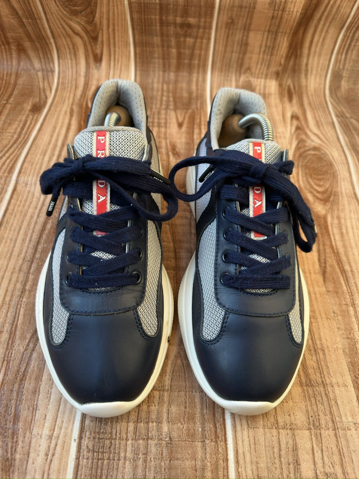Prada Prada Americas Cup Blue Leather Low Top Sneaks Size US 6 / EU 39 - 4 Thumbnail