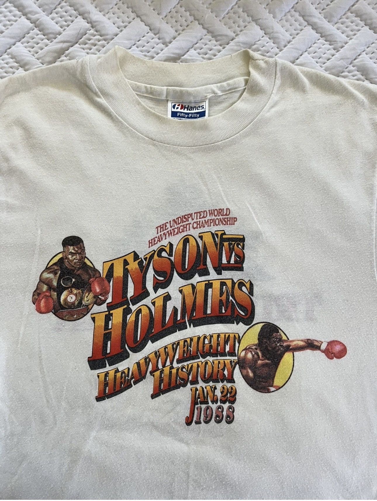 Hanes Vtg 80s MIKE TYSON LARRY HOLMES Shirt Trump Plaza Don King M Size US M / EU 48-50 / 2 - 6 Thumbnail