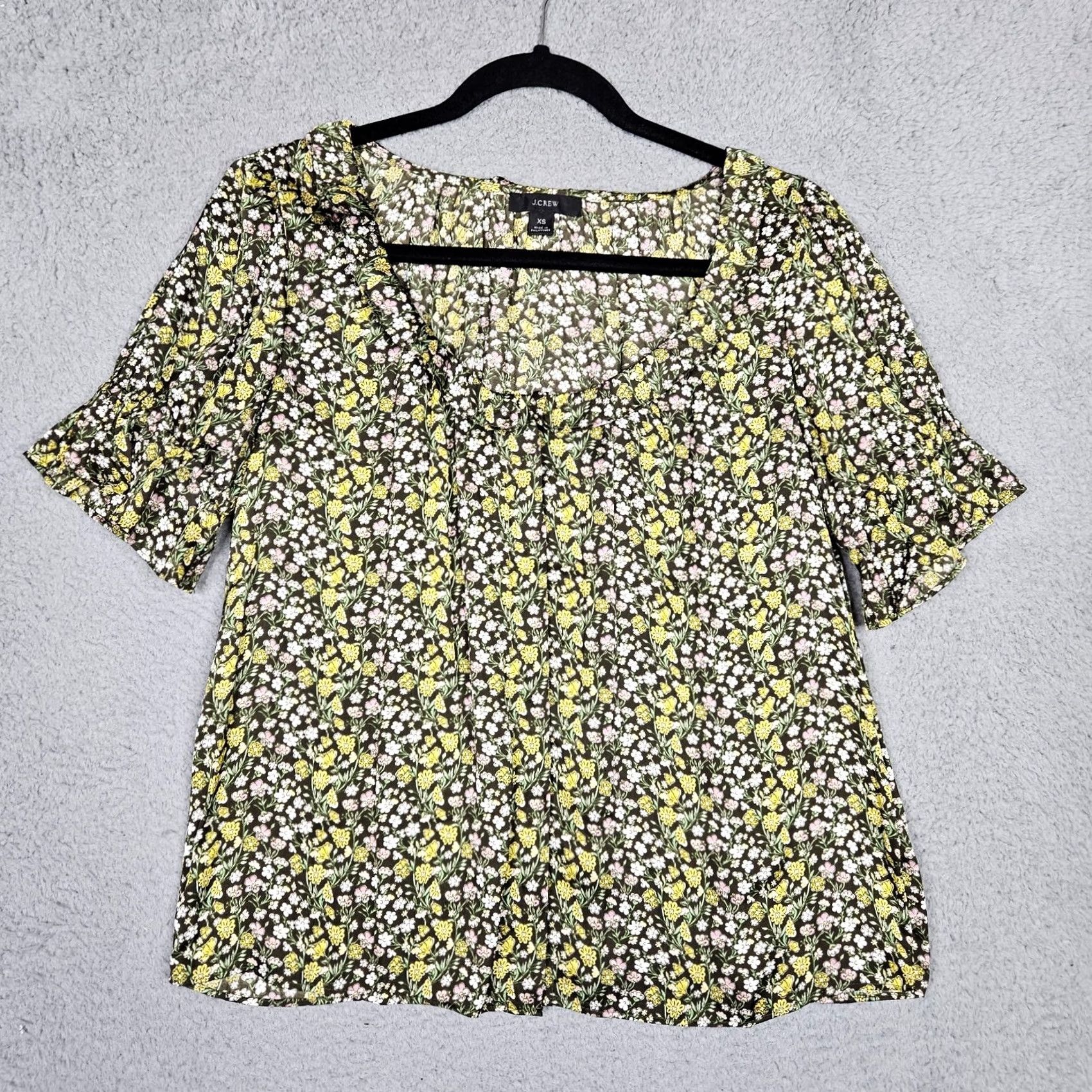 J.Crew J.CREW Shirt Womens XS Women Ruffle Sleeve Button Floral Printed Size Size XS / US 0-2 / IT 36-38 - 2 Thumbnail